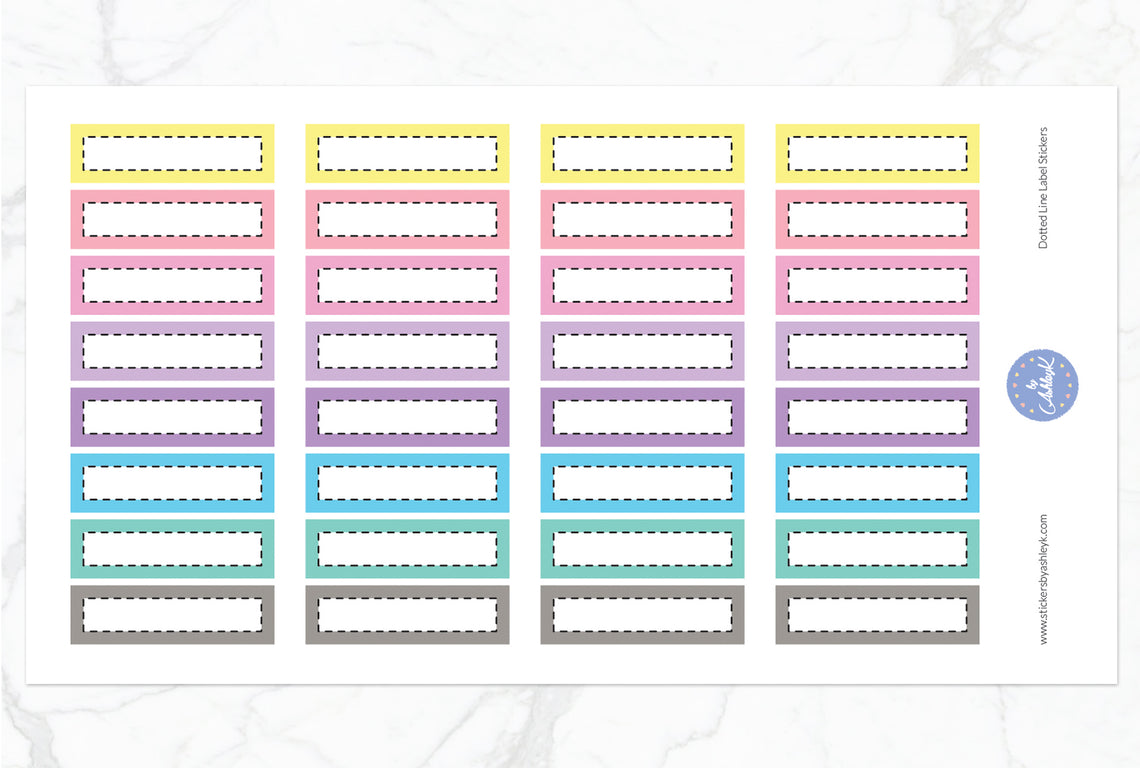 Dotted Line Label Stickers - Pastel