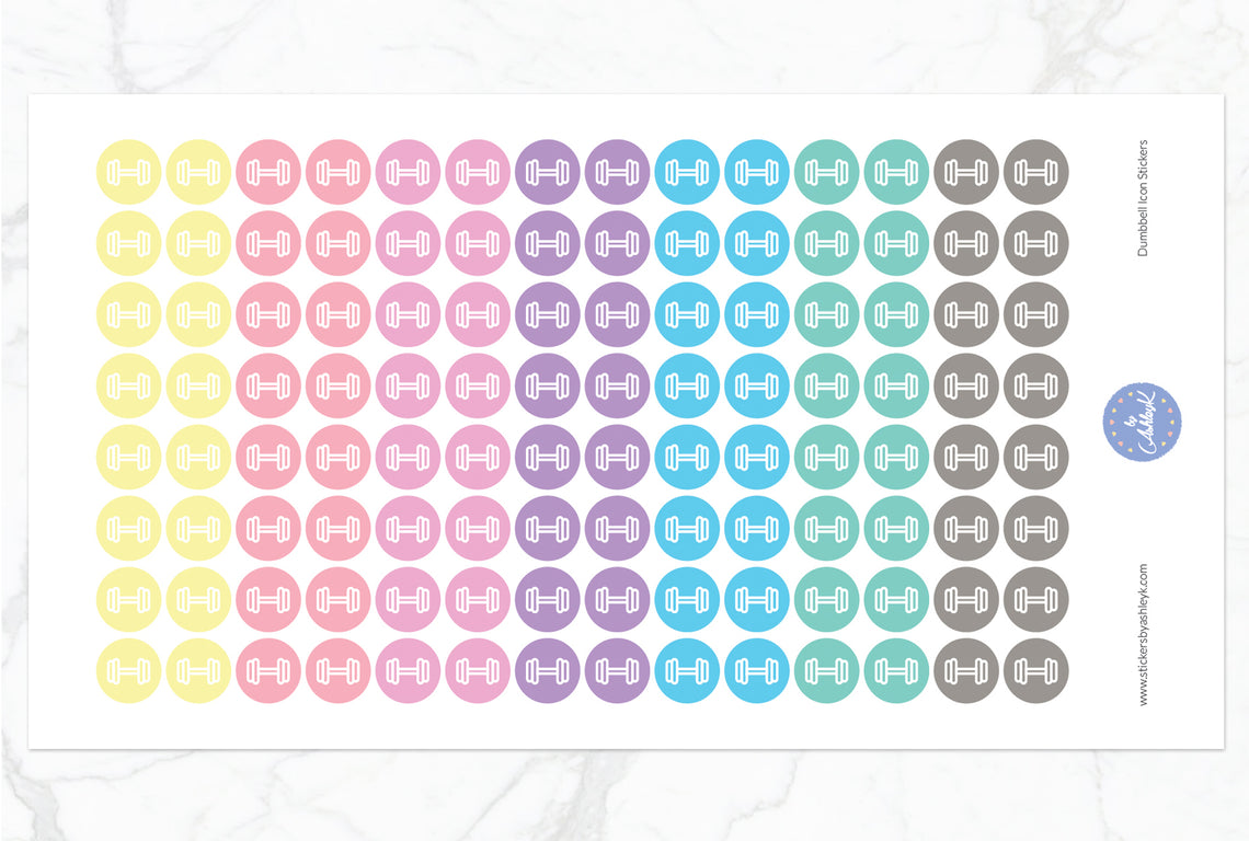 Dumbbell Icon Round Stickers - Pastel
