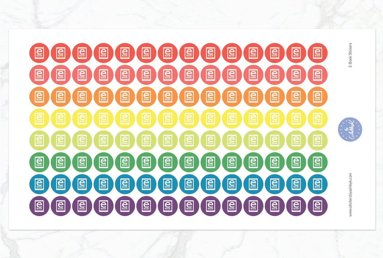 E-Book Icon Round Stickers - Pastel Rainbow