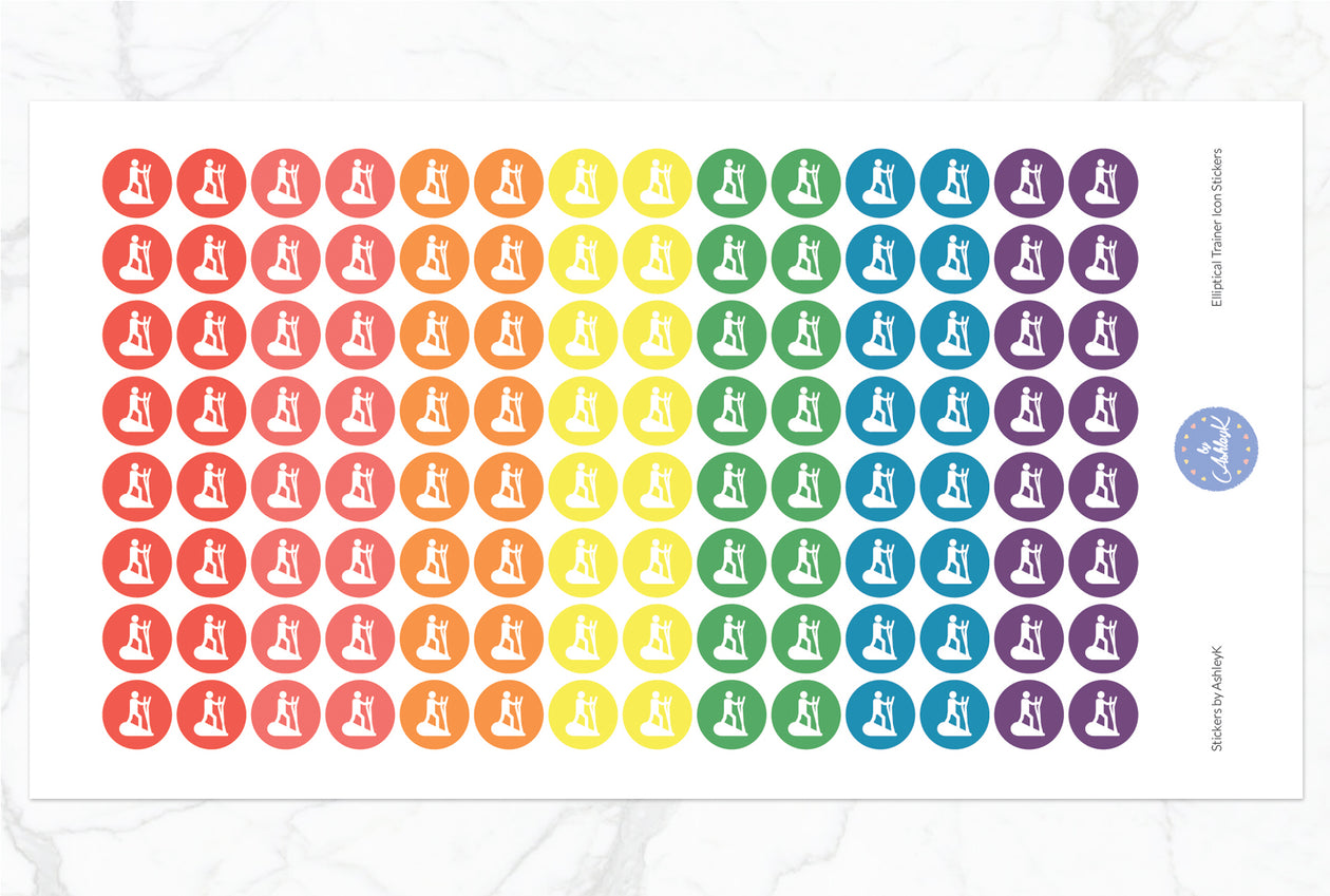 Elliptical Trainer Stickers - Pastel Rainbow