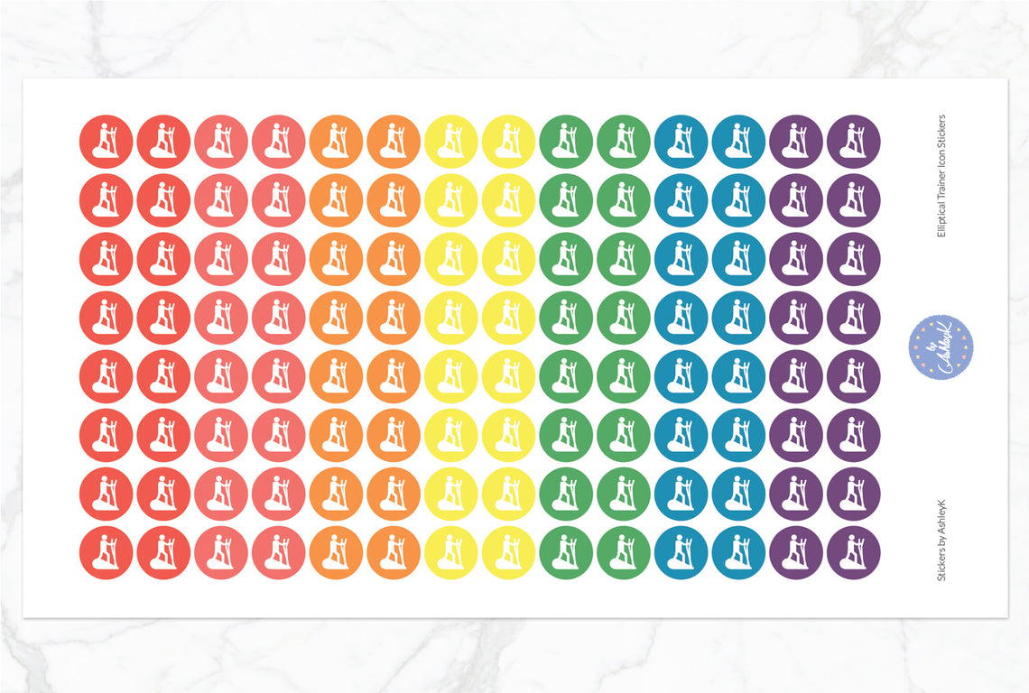 Elliptical Trainer Stickers - Pastel Rainbow