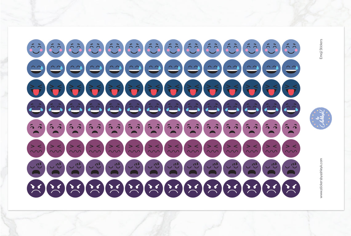 Emoji Round Stickers - Blueberry