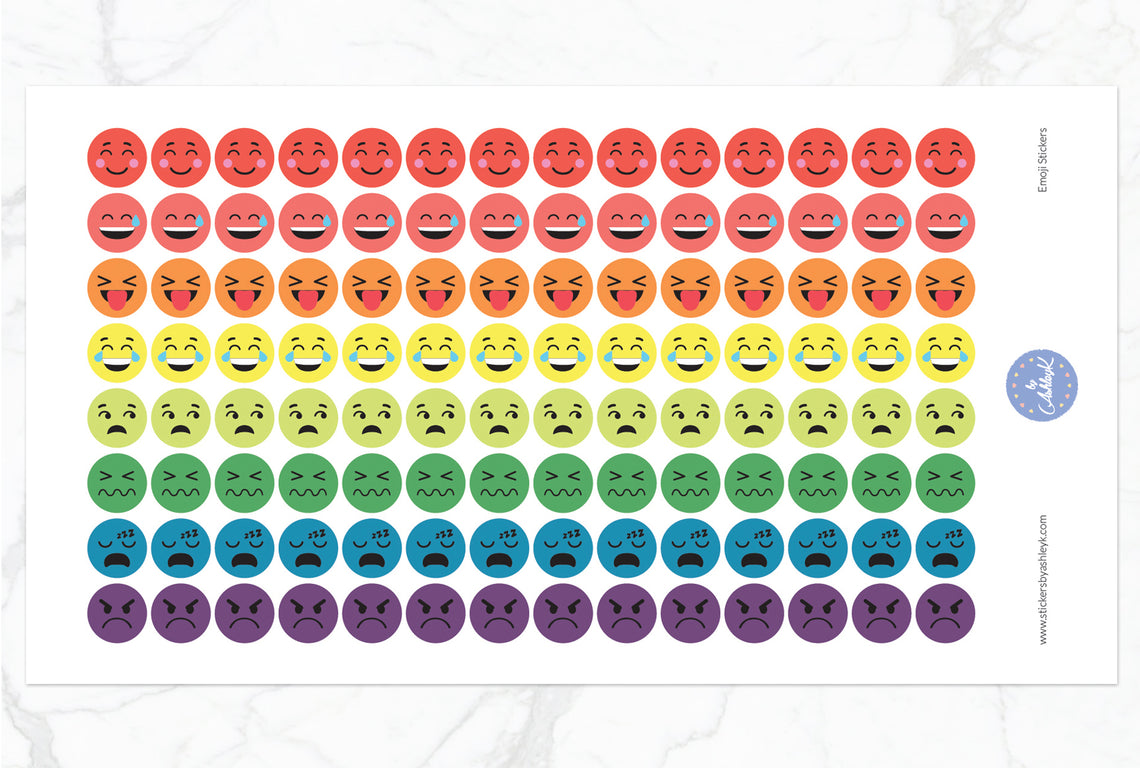 Emoji Round Stickers - Pastel Rainbow