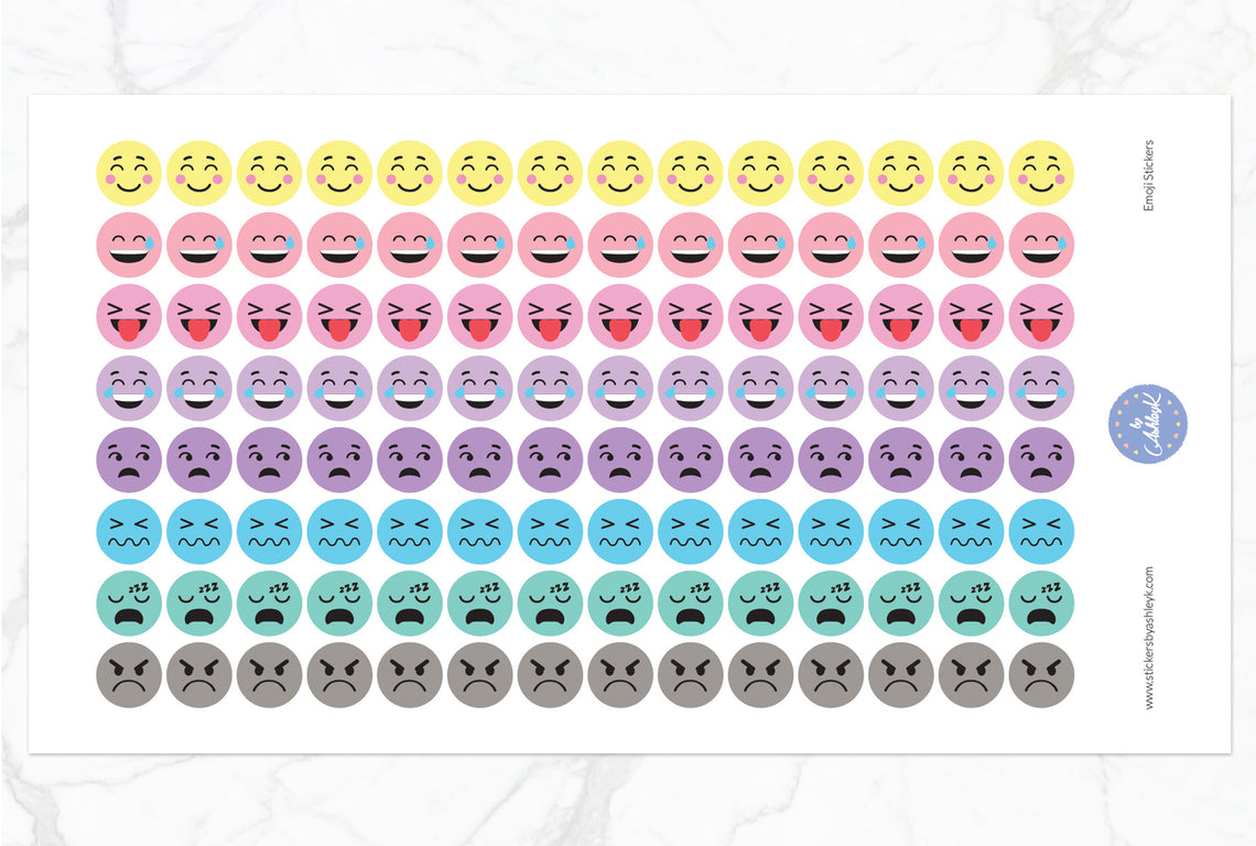 Emoji Round Stickers - Pastel