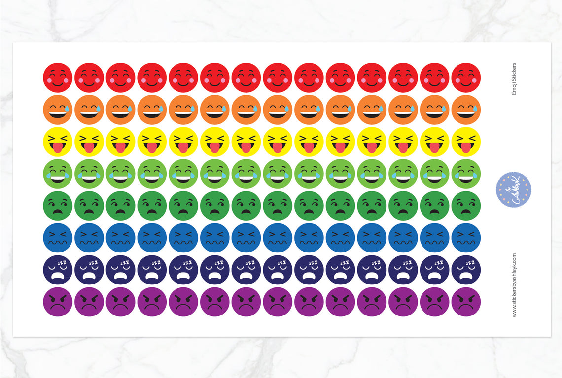 Emoji Round Stickers - Rainbow