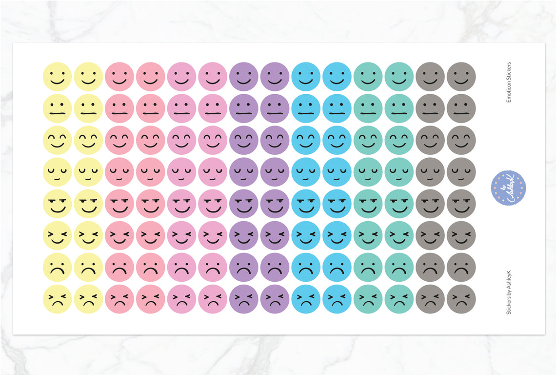 Emoticon Stickers - Pastel