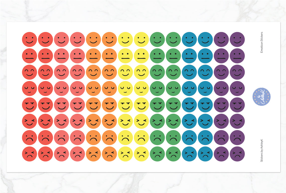 Emoticon Stickers - Pastel Rainbow