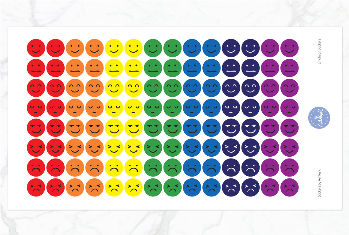 Emoticon Stickers - Rainbow