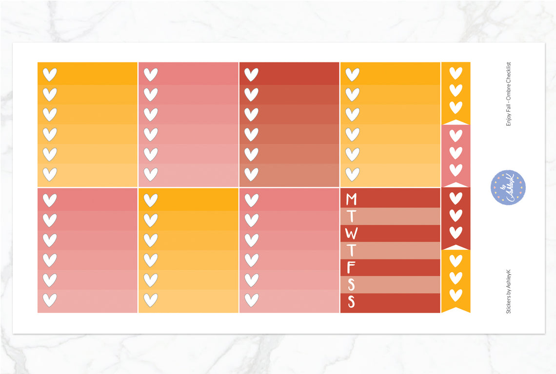 Enjoy Fall Weekly Kit  - Ombre Checklist Sheet