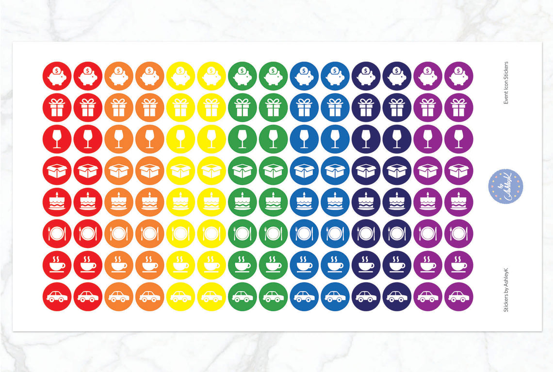 Event Icon Stickers - Rainbow