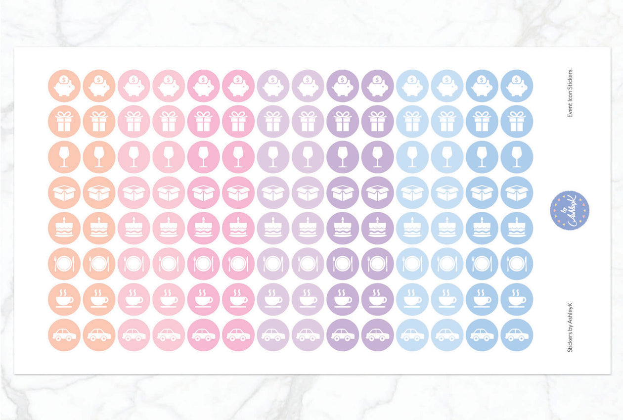Event Icon Stickers - Pastel Sunset
