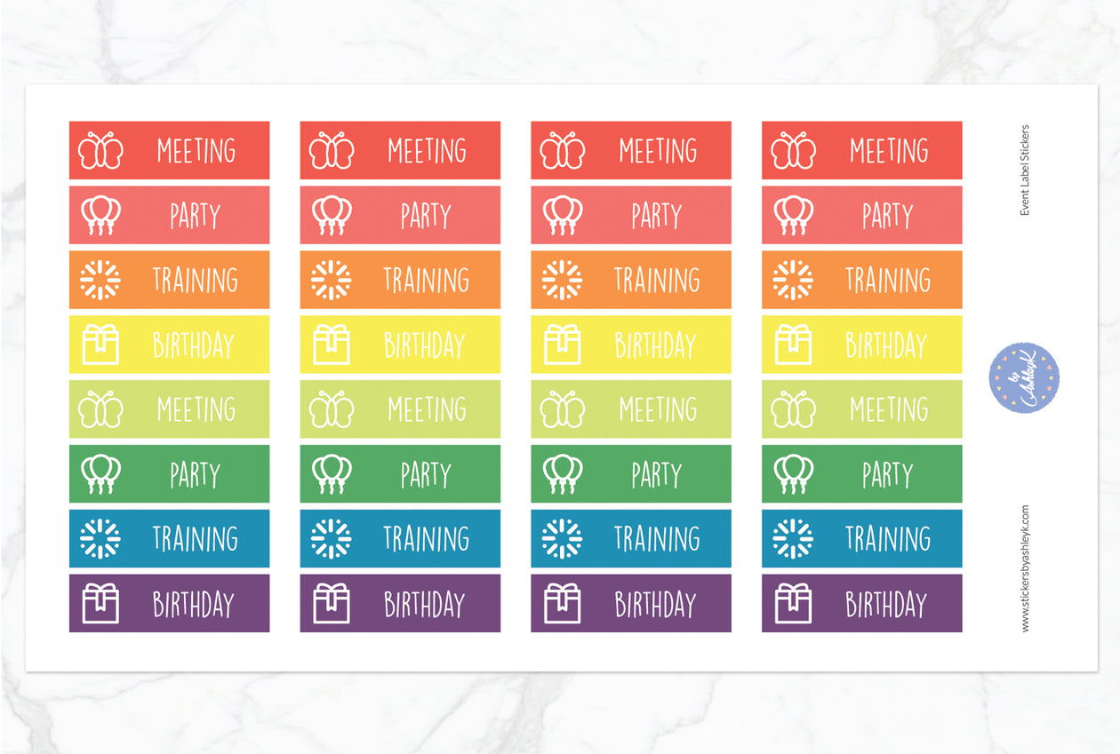 Event Label Stickers - Pastel Rainbow