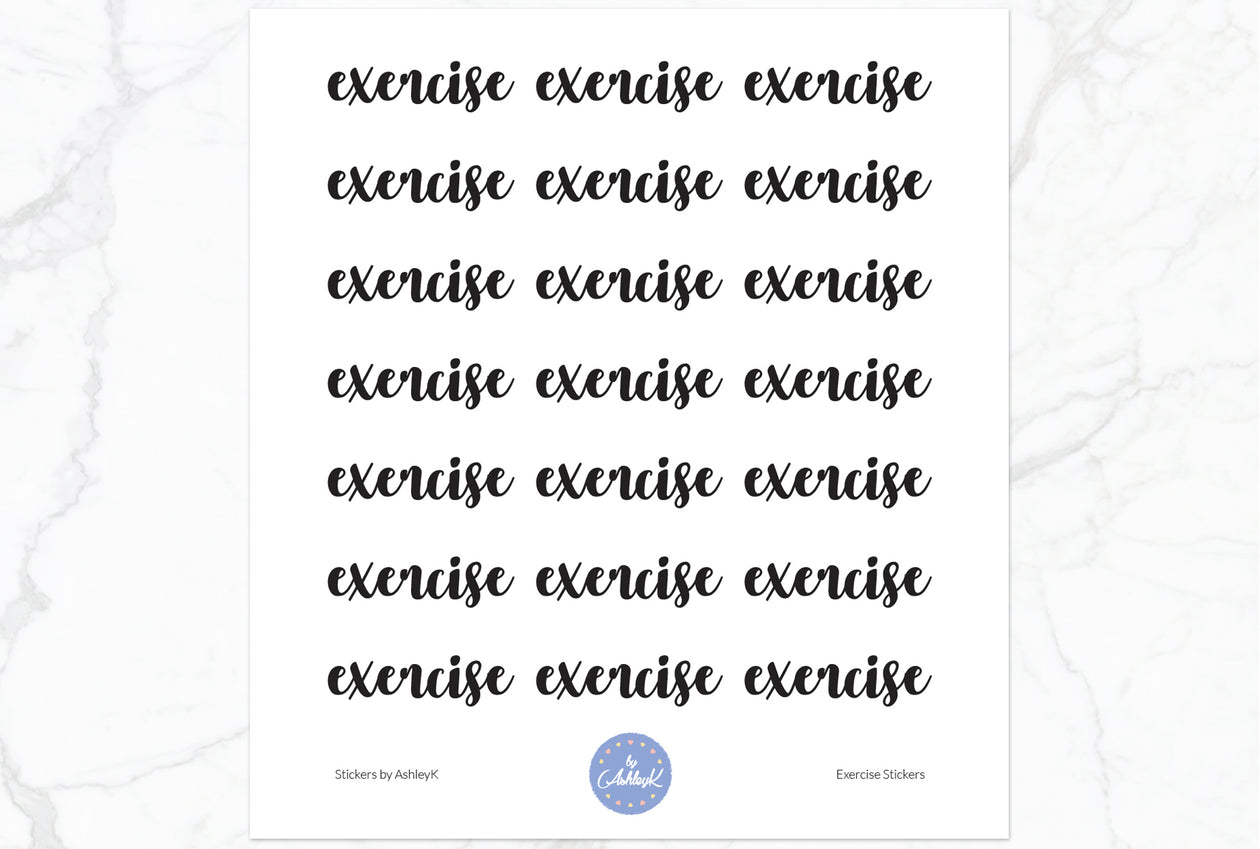Exercise Lettering Stickers - Black