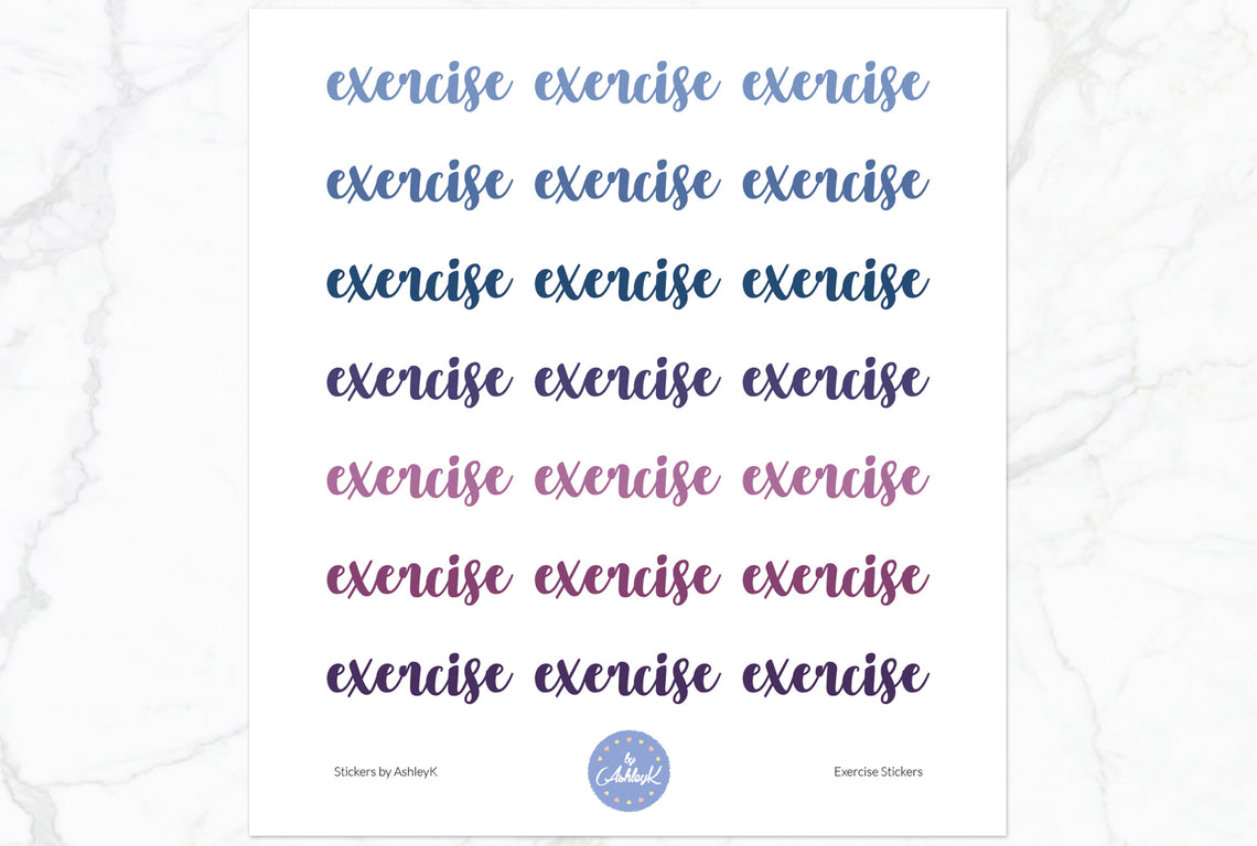 Exercise Lettering Stickers - Blueberry