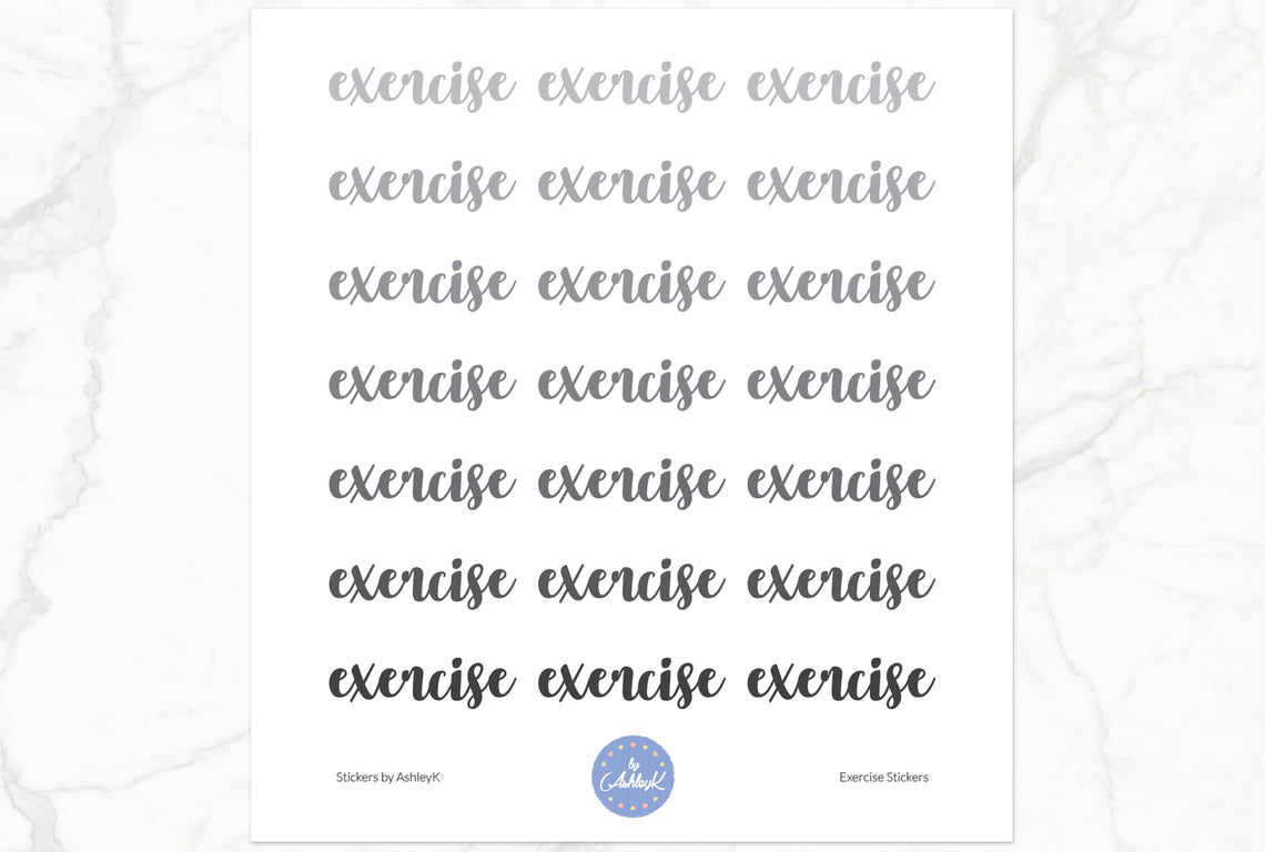 Exercise Lettering Stickers - Monochrome