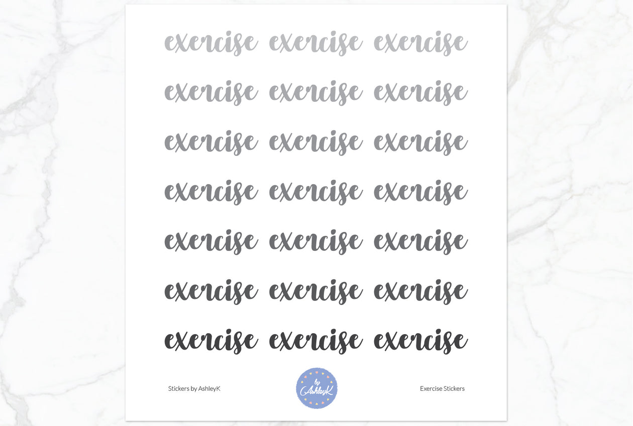 Exercise Lettering Stickers - Monochrome