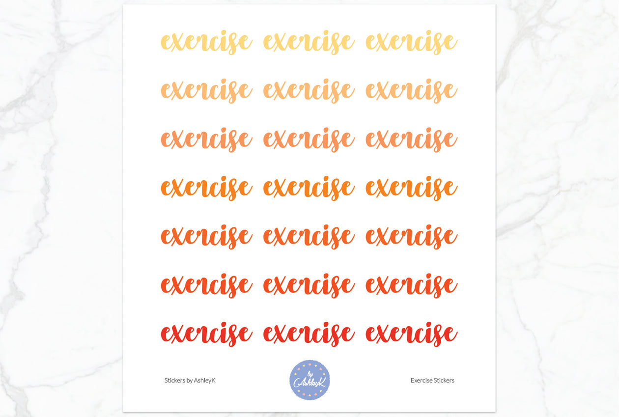 Exercise Lettering Stickers - Orange