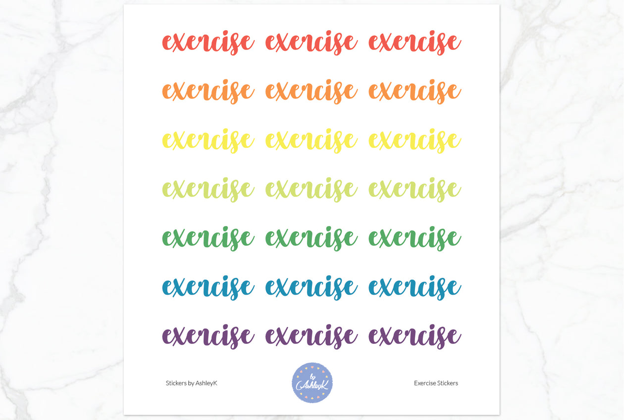 Exercise Lettering Stickers - Pastel Rainbow