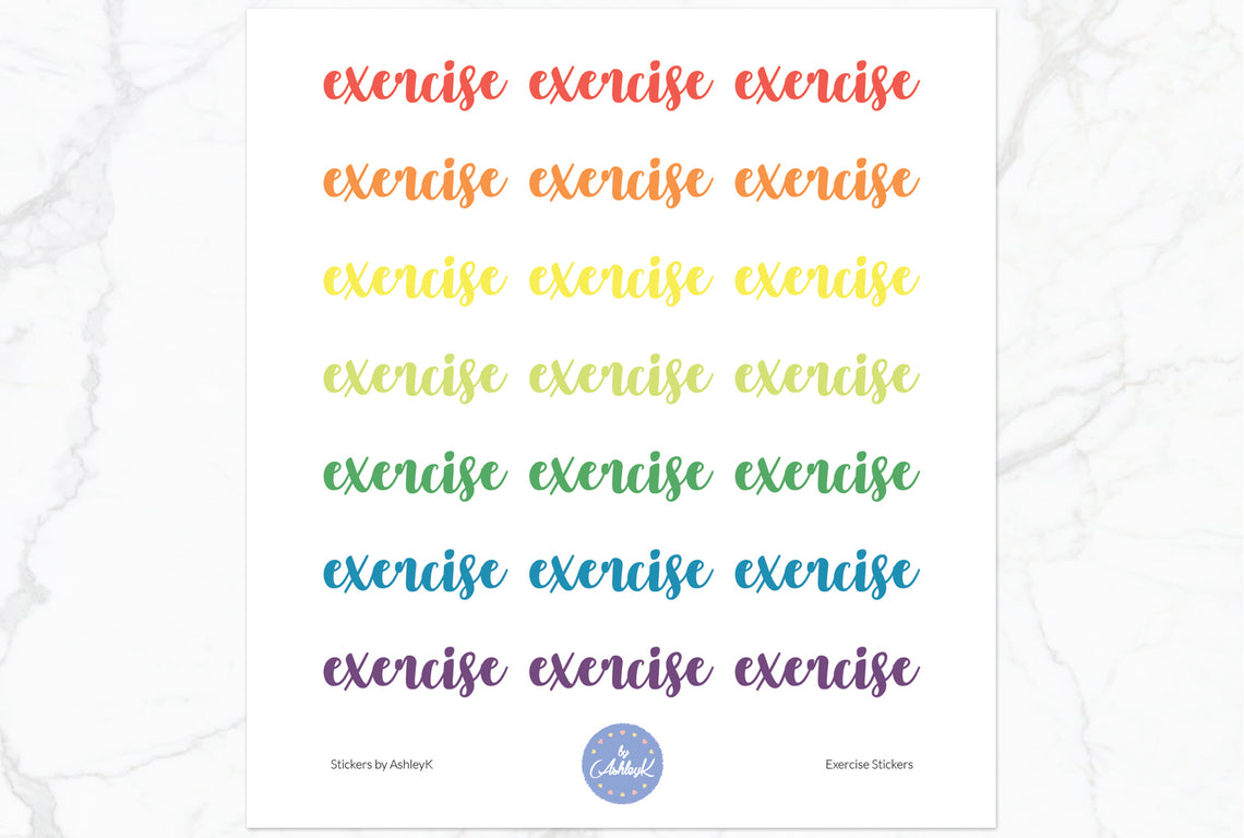 Exercise Lettering Stickers - Pastel Rainbow