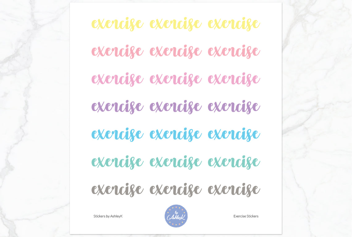 Exercise Lettering Stickers - Pastel