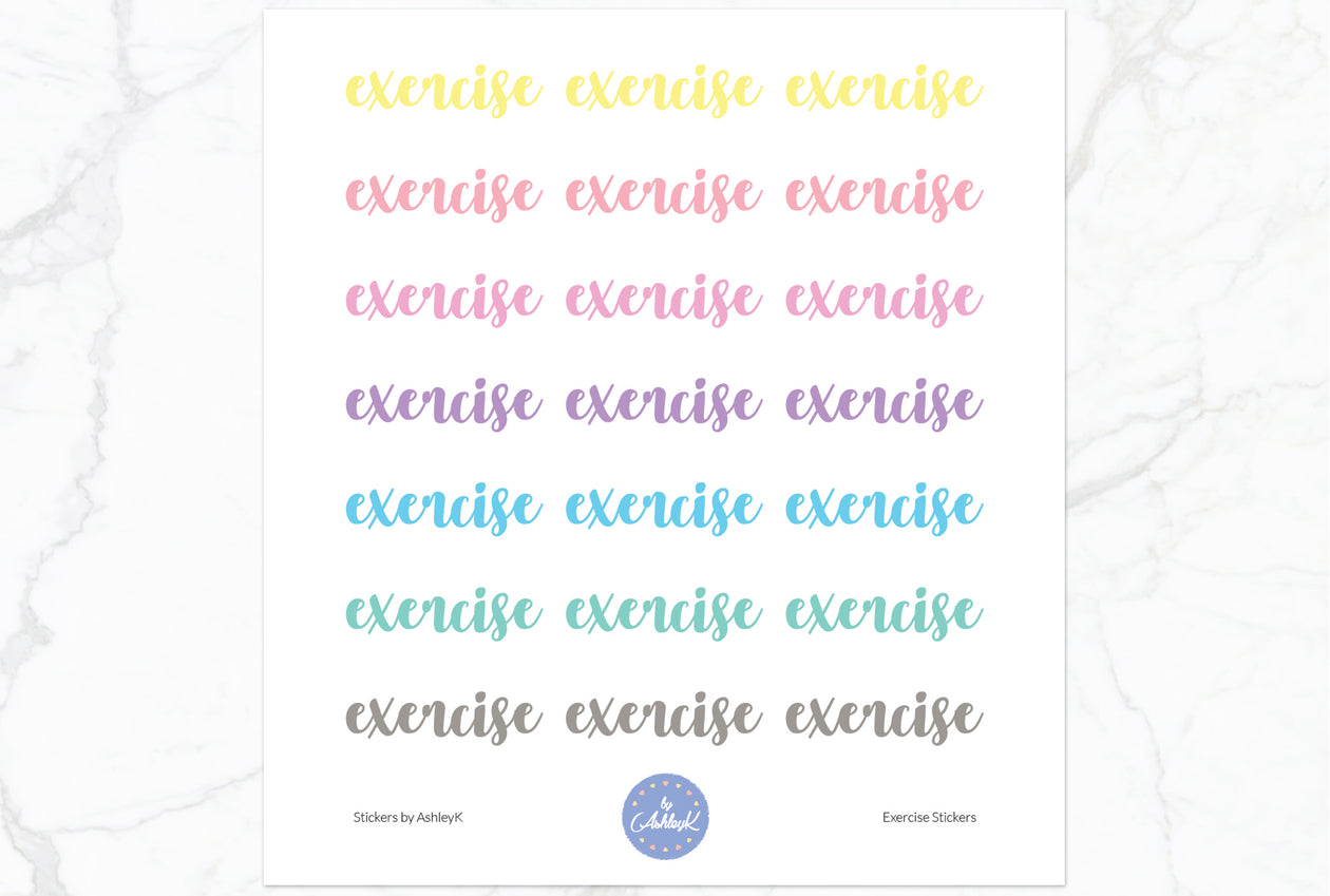 Exercise Lettering Stickers - Pastel