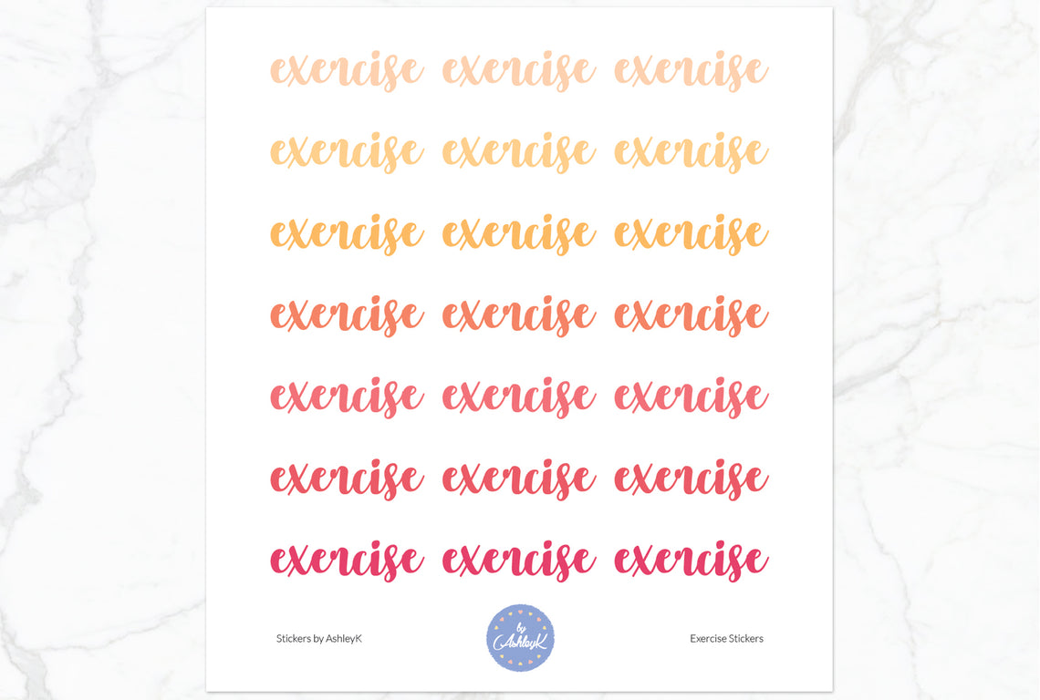 Exercise Lettering Stickers - Peach