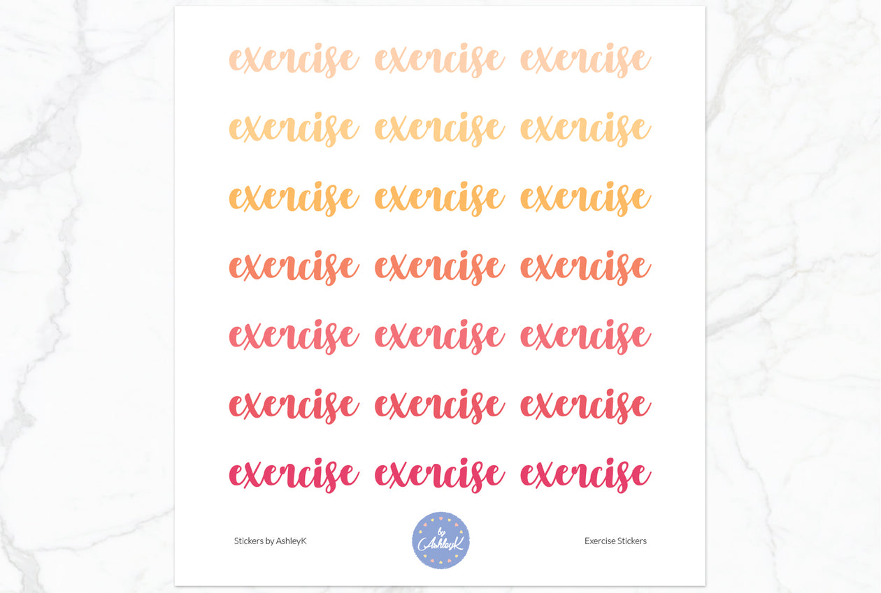 Exercise Lettering Stickers - Peach