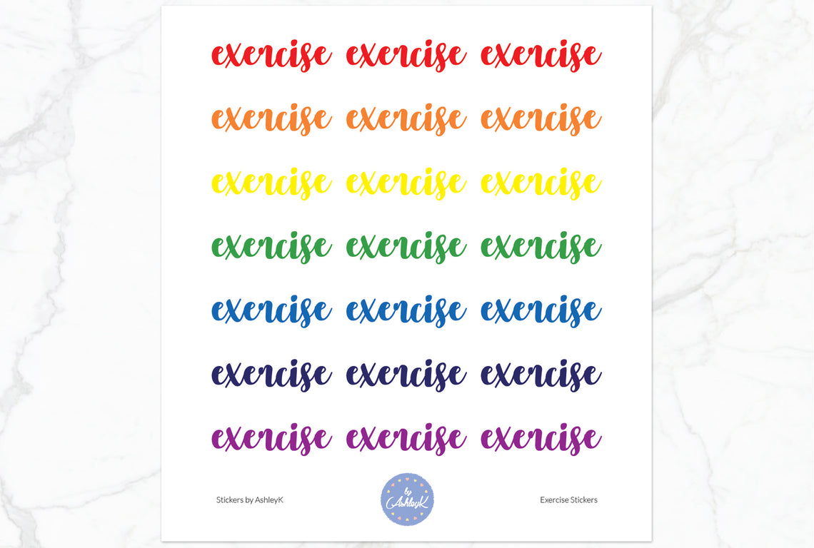 Exercise Lettering Stickers - Rainbow