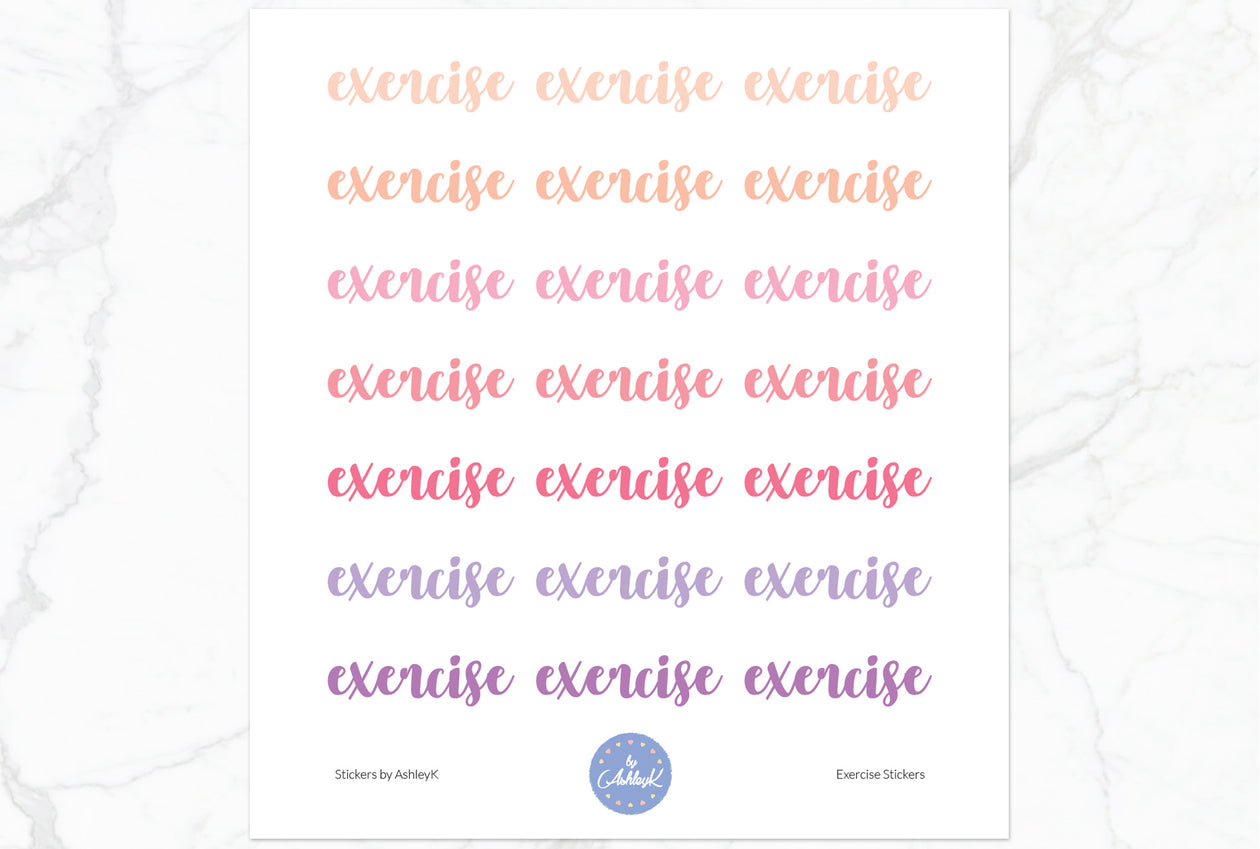 Exercise Lettering Stickers - Raspberry