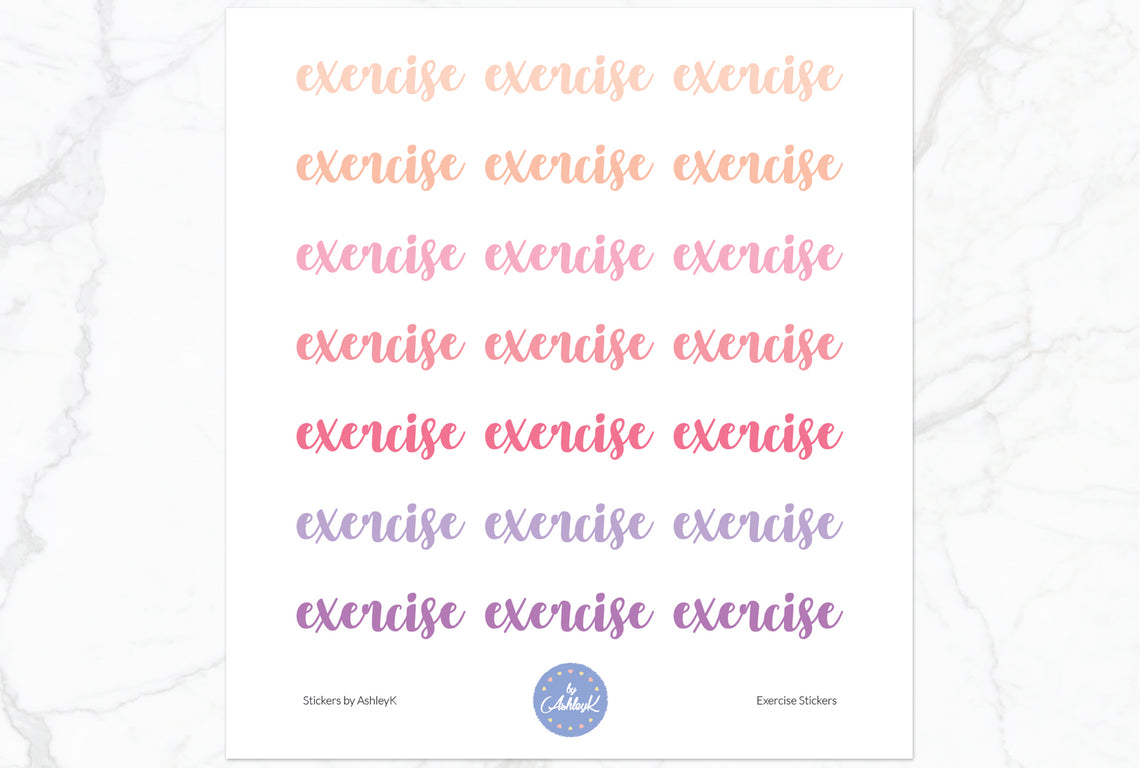 Exercise Lettering Stickers - Raspberry