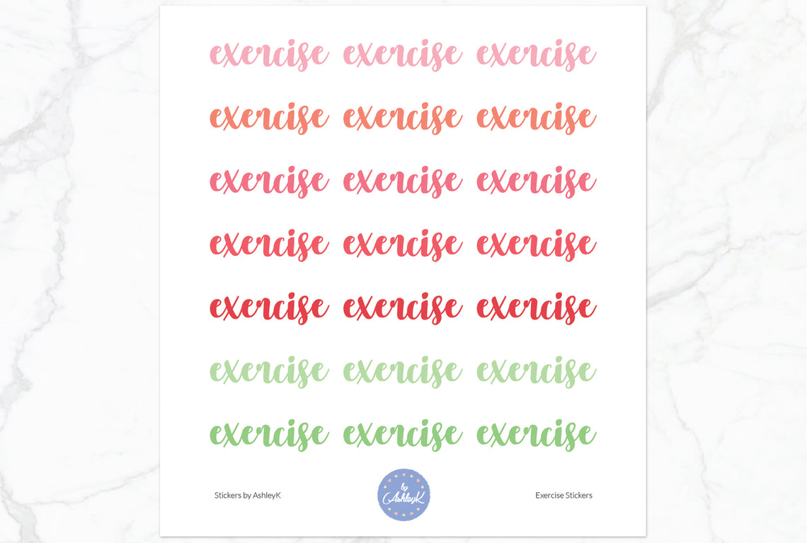 Exercise Lettering Stickers - Strawberry