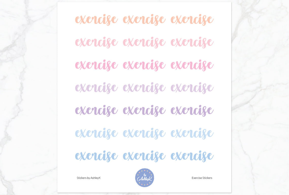 Exercise Lettering Stickers - Pastel Sunset