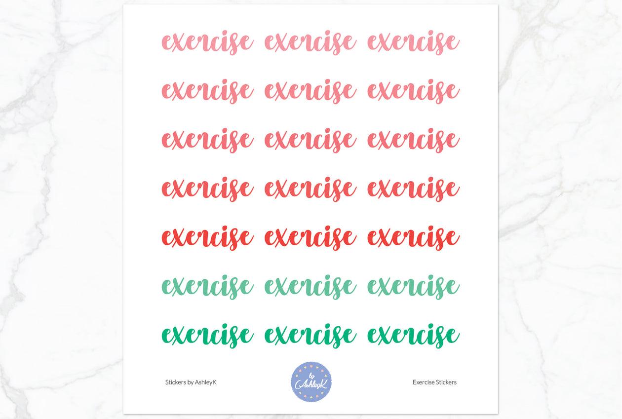 Exercise Lettering Stickers - Watermelon