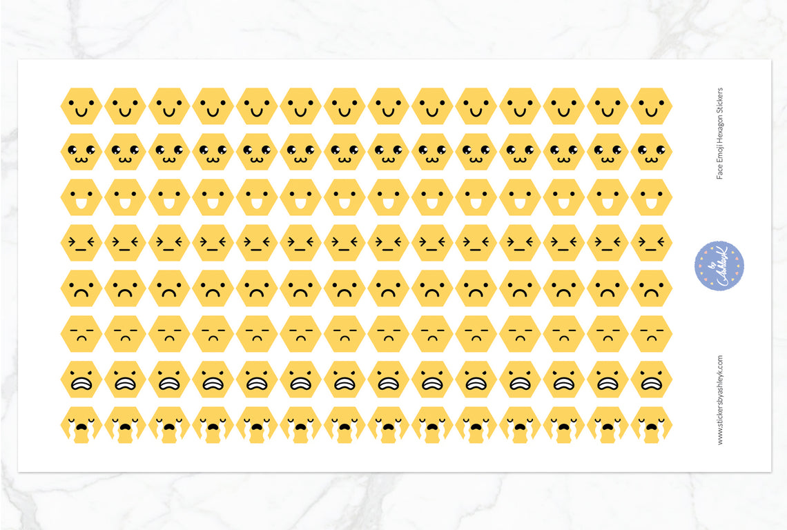 Face Emoji Hexagon Stickers - Basic