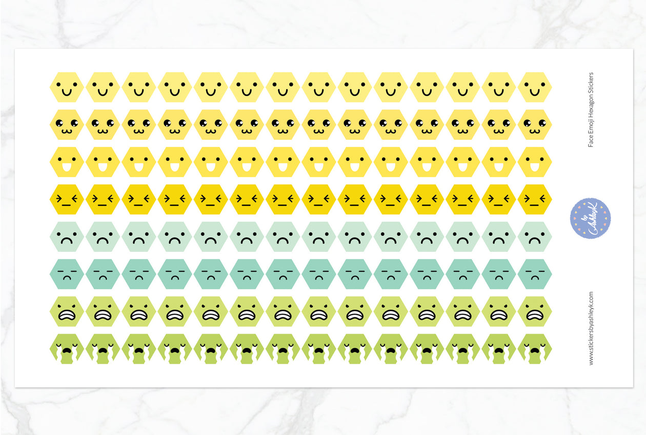 Face Emoji Hexagon Stickers - Lemon&Lime