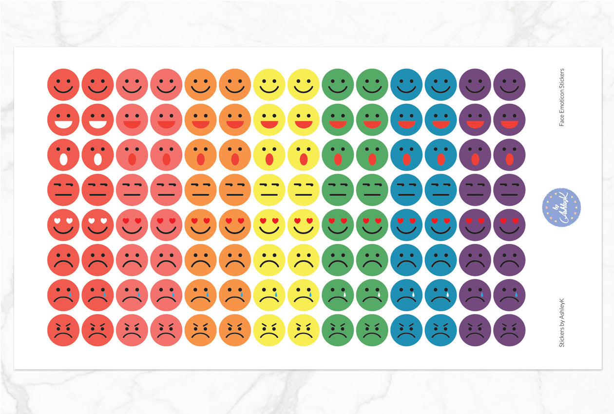 Emoticon Stickers - Pastel Rainbow