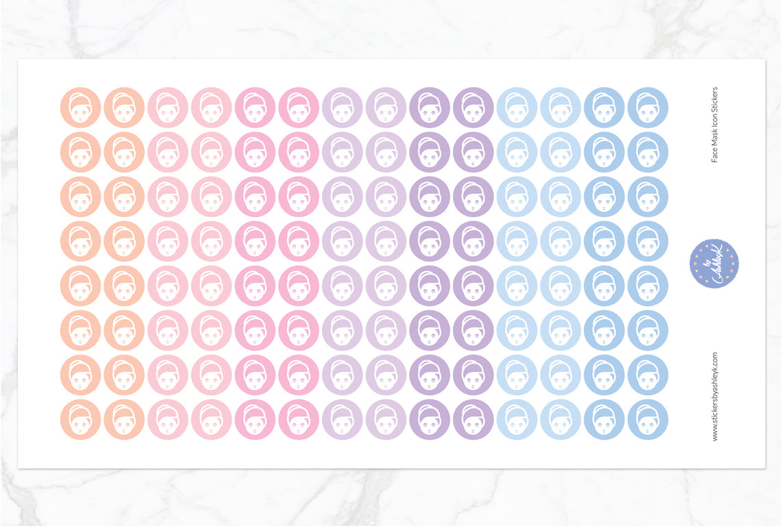 Face Mask Icon Round Stickers - Pastel Sunset