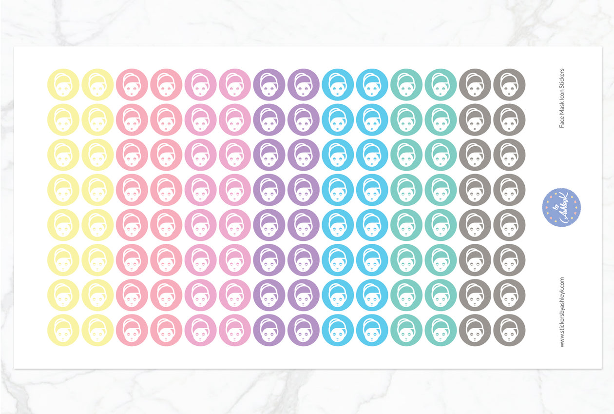 Face Mask Icon Round Stickers - Pastel