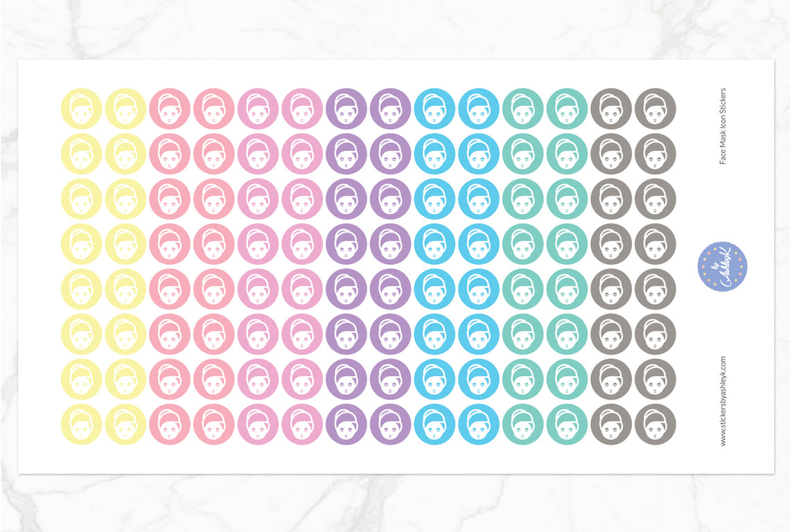Face Mask Icon Round Stickers - Pastel