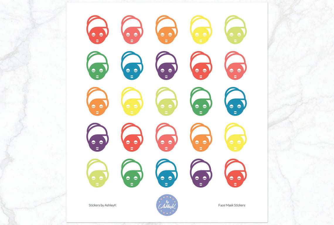 Face Mask Stickers - Pastel Rainbow