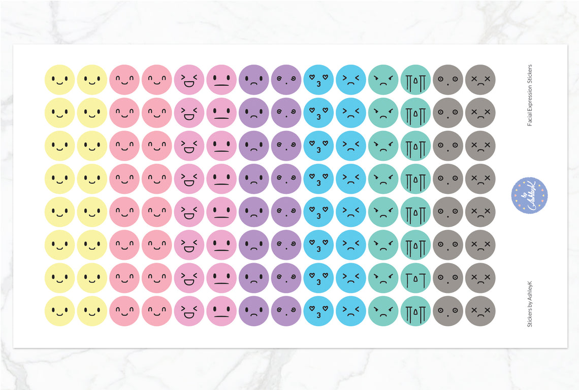 Facial Expressions Stickers - Pastel