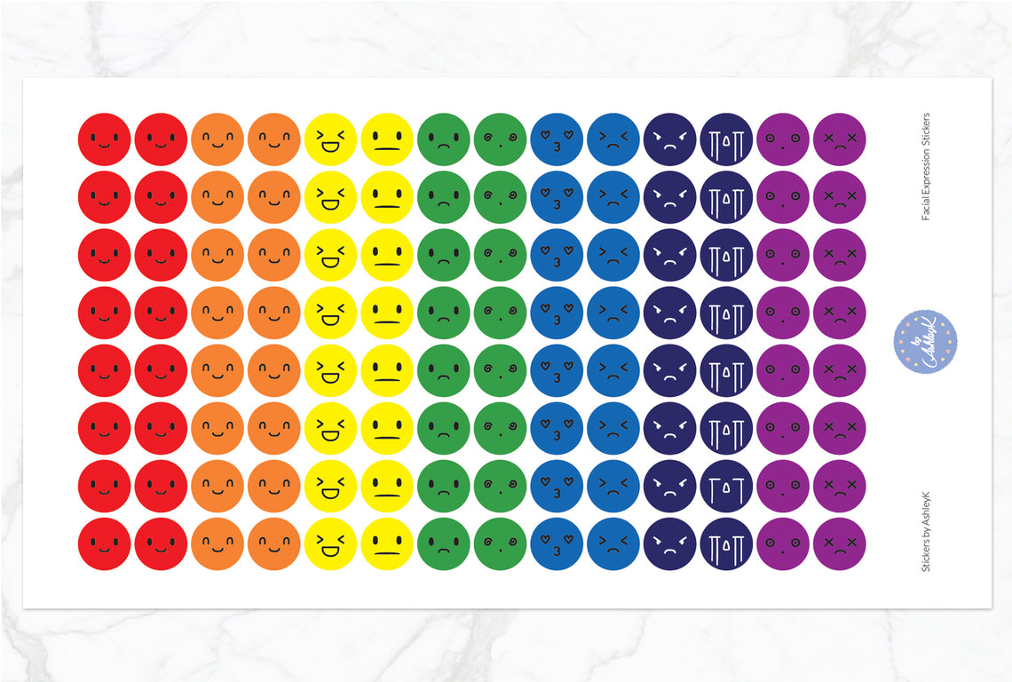Facial Expressions Stickers - Rainbow