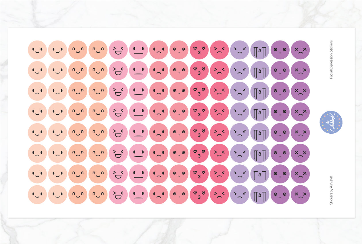Facial Expressions Stickers - Raspberry