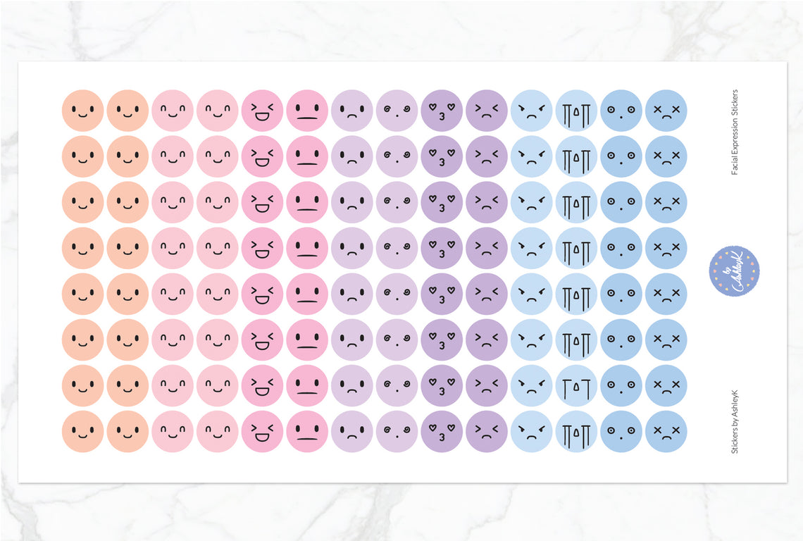 Facial Expressions Stickers - Pastel Sunset