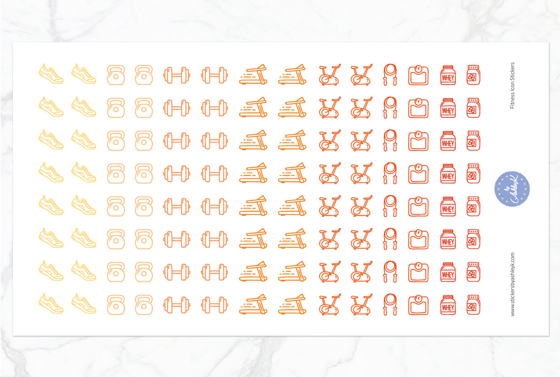 Fitness Icon Stickers - Orange