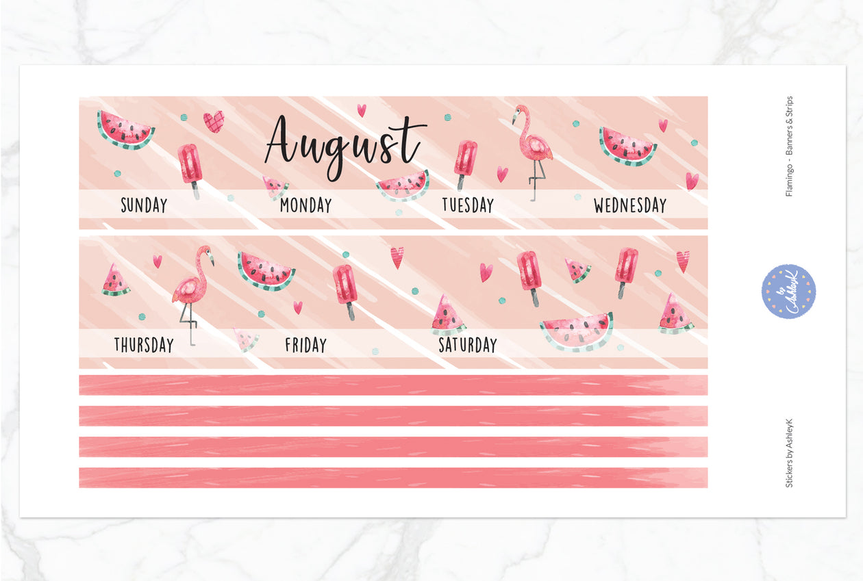 Flamingo Weekly Kit  - Banner & Strip Sheet