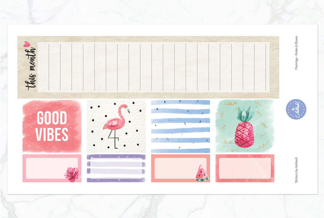 Flamingo Weekly Kit  - Note & Box Sheet