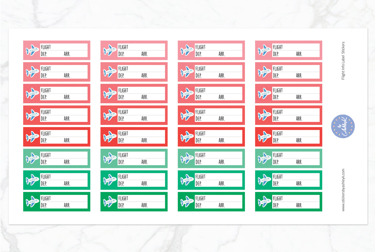 Flight Info Label Stickers - Watermelon