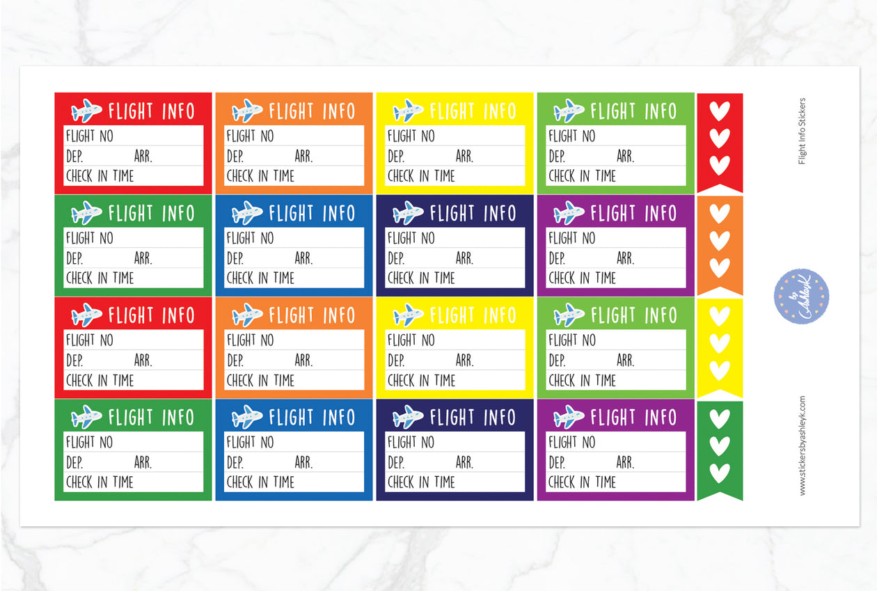 Flight Info Stickers - Rainbow