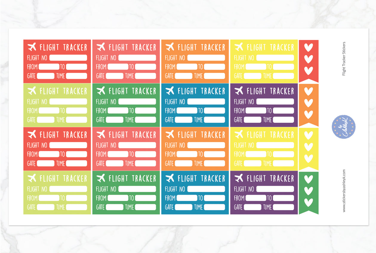 Flight Tracker Stickers - Pastel Rainbow